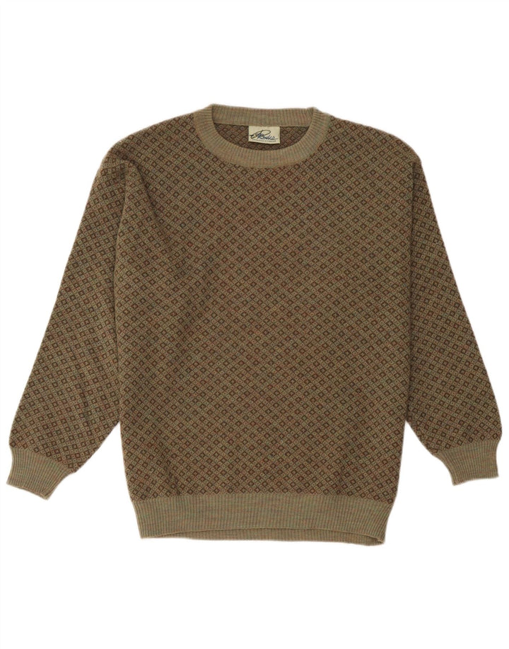 Pulover Rodes pentru bărbați, cu gât roșu, XL Kaki, lână geometrică