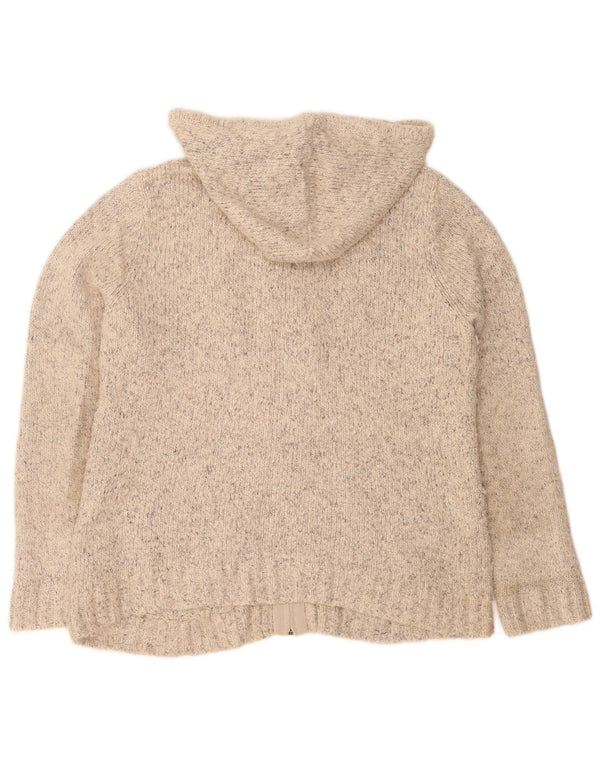 Pulover cardigan cu glugă pentru femei Fat Face UK 16 mare, bej, pete acrilic