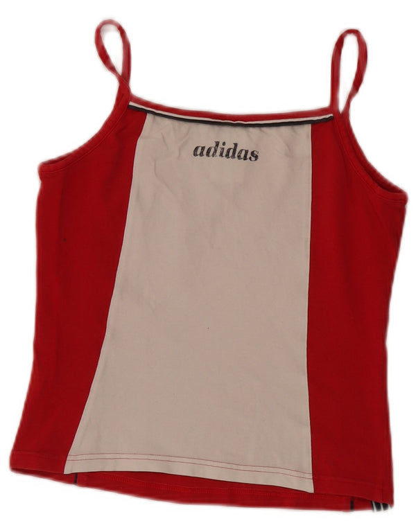 Adidas Crop Graphic Cami Top pentru femei UK 14 Medium Red Colorblock Bumbac