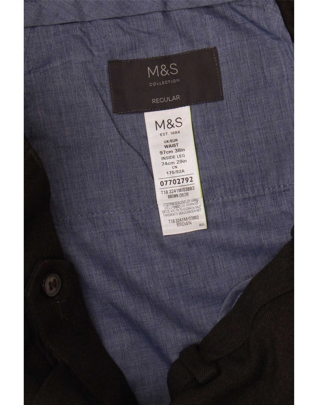 Pantaloni de costum obișnuiți pentru bărbați Marks & Spencer L38 L29 Poliester maro