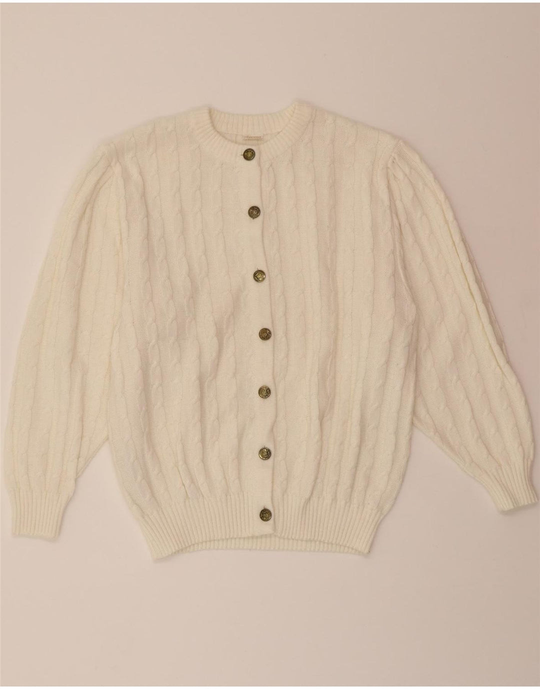 VINTAGE Womens Oversized Cardigan Sweater IT 42 Medium White Polyester Vintage Vintage and Second-Hand Vintage from Messina Hembry 