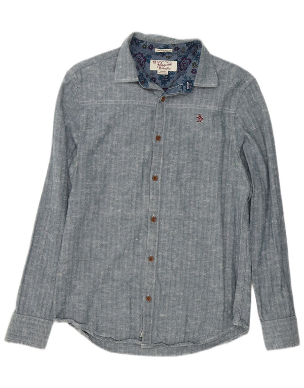 Cămașă pentru bărbați Penguin Heritage Slim Fit, din bumbac, albastru mediu, în spinare