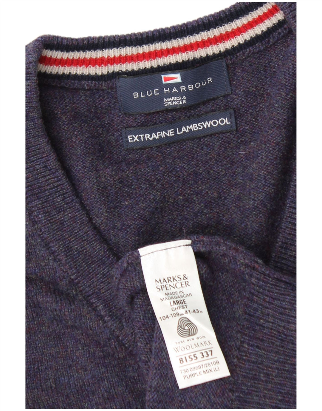 Pulover Marks & Spencer pentru bărbați, Blue Harbour, cu decolteu în V, mare, bleumarin