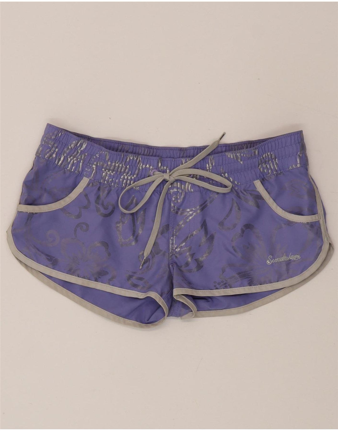 Sundek Pantaloni scurti de înot pentru femei IT 40 Poliester Floral Mov mic