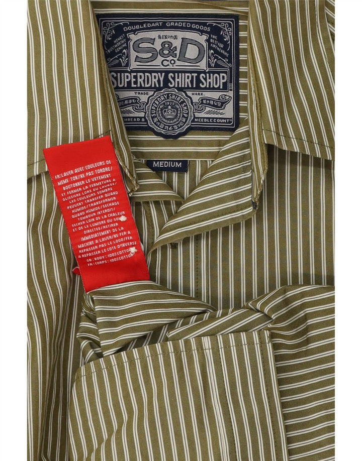 Cămașă pentru bărbați SUPERDRY bumbac cu dungi kaki mediu