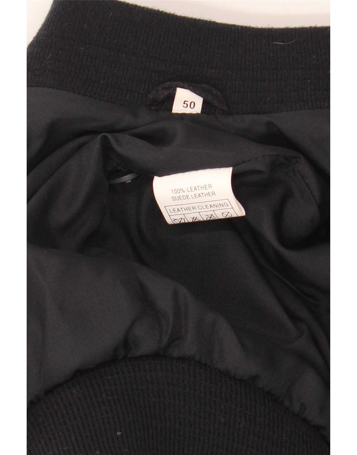 Bomber vintage pentru bărbați de piele intoarsa IT 50 mare, albastru bleumarin