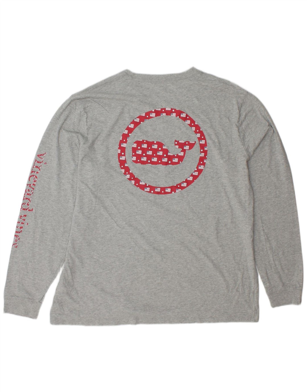 VINEYARD VINES Top grafic pentru bărbați cu mânecă lungă XL bumbac gri