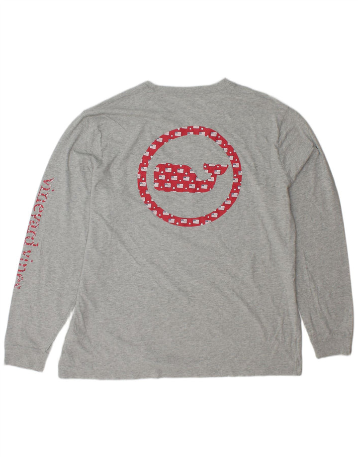 VINEYARD VINES Top grafic pentru bărbați cu mânecă lungă XL bumbac gri