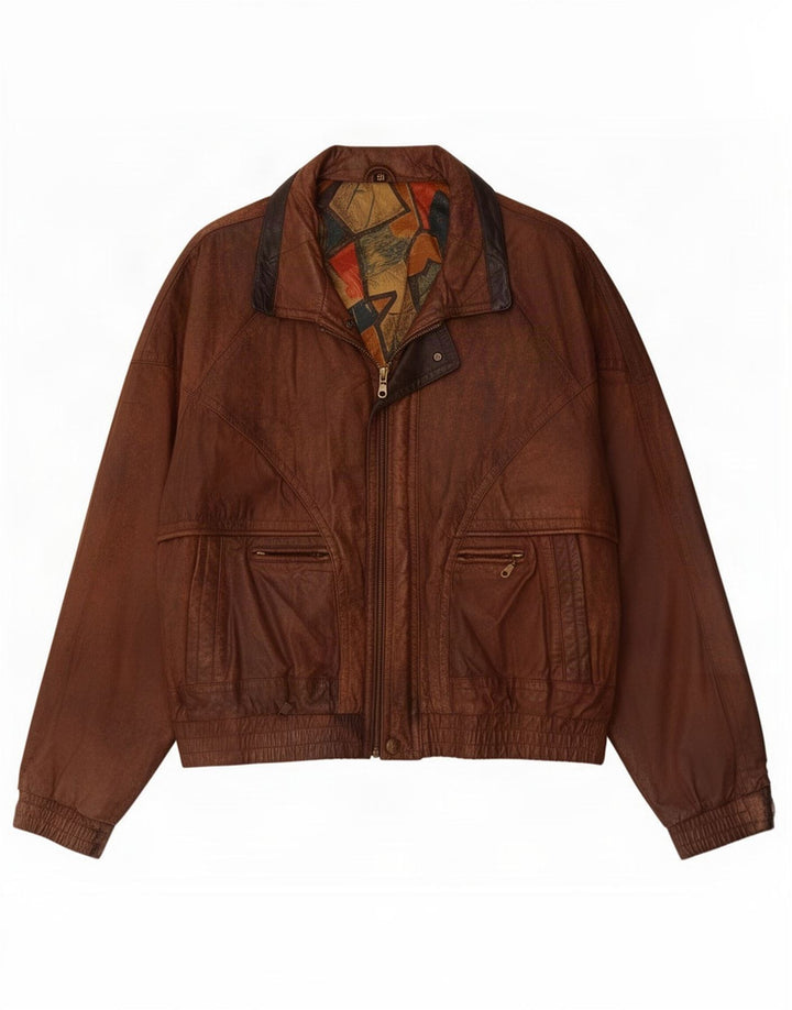 Jachetă de piele vintage pentru bărbați UK 42 XL maro