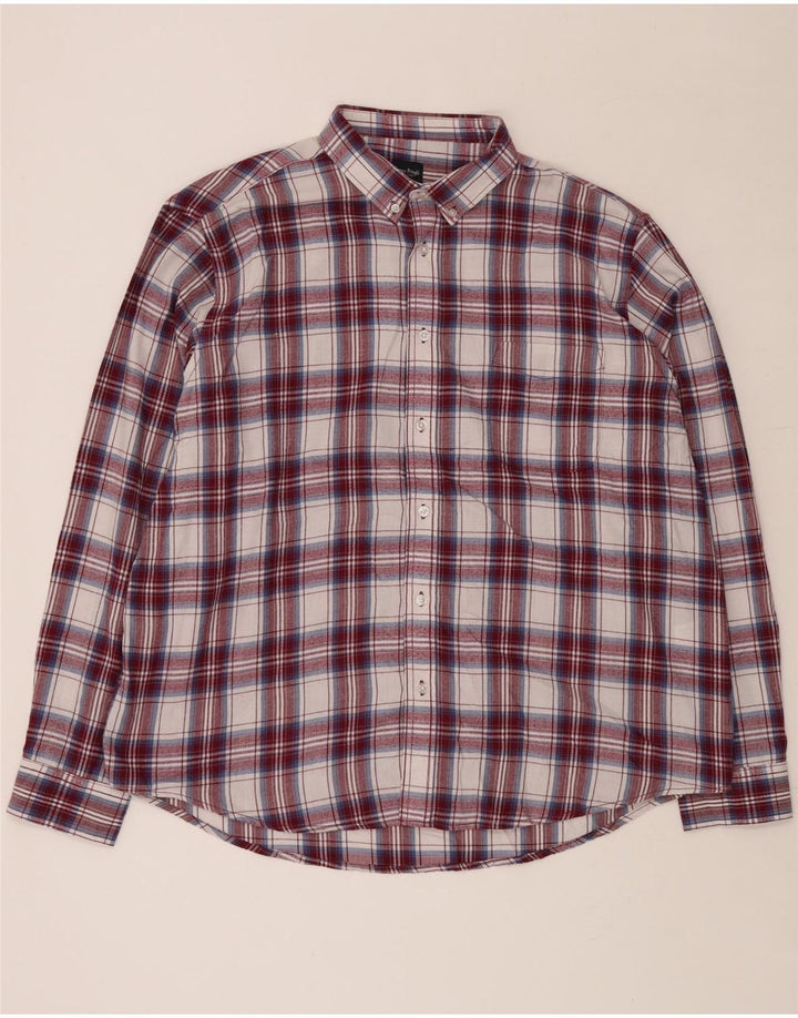 Cămașă de flanel pentru bărbați JAMES PRINGLE 2XL din poliester cu carouri burgundă