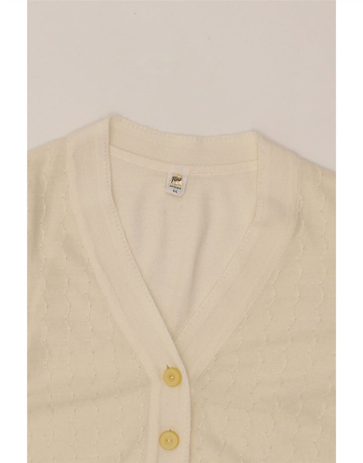 VINTAGE Womens Cardigan Sweater IT 44 Medium Off White Polyacrylic Vintage Vintage and Second-Hand Vintage from Messina Hembry 