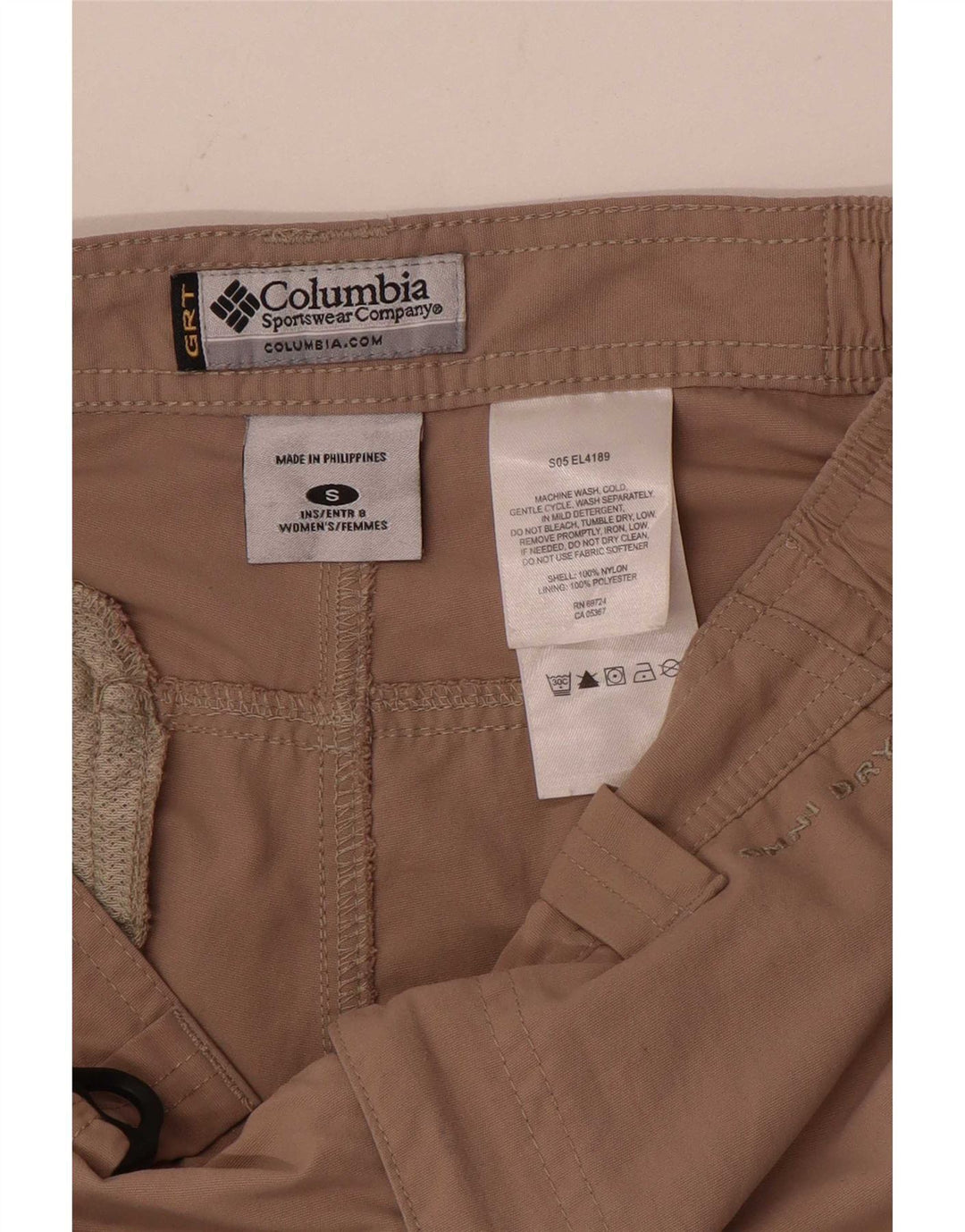 Pantaloni scurți cargo Columbia pentru femei, mici W26, nailon bej