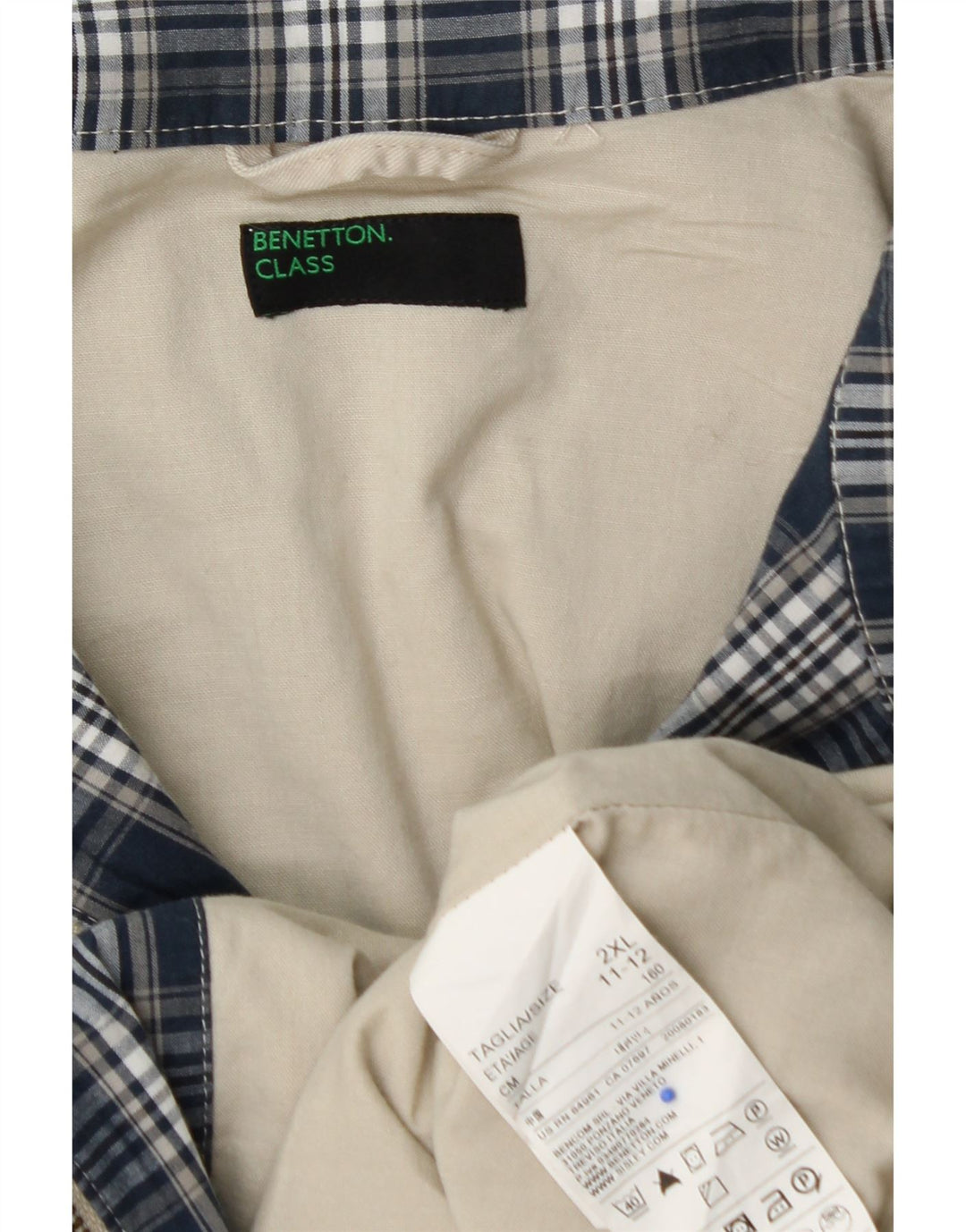 BENETTON Boys Bomber Jacket 11-12 Years 2XL Beige Cotton