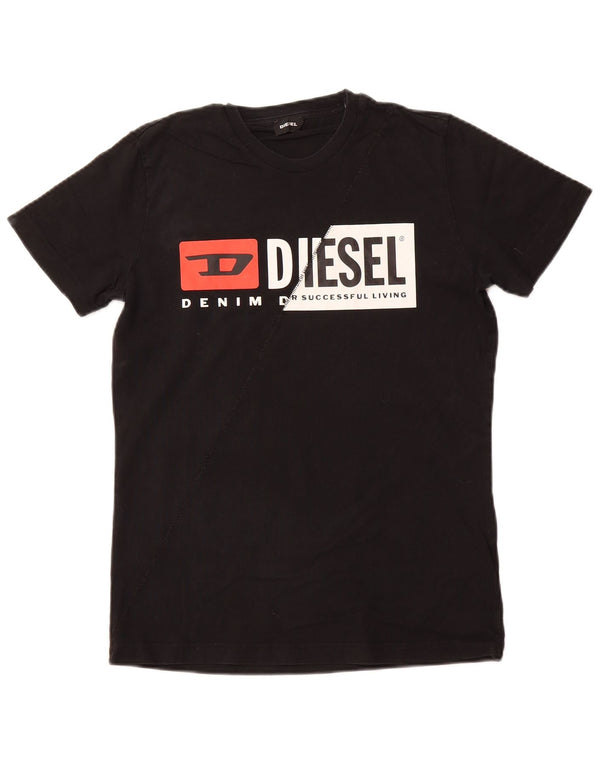 DIESEL Mens Graphic T-Shirt Top Small Black Cotton