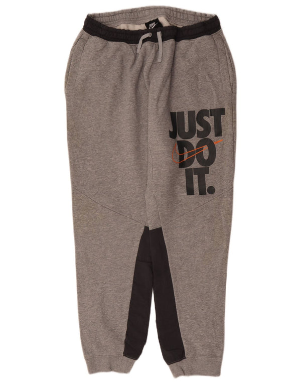 Pantaloni de trening grafic Nike pentru bărbați Pantaloni de jogging mari, gri, bumbac color bloc