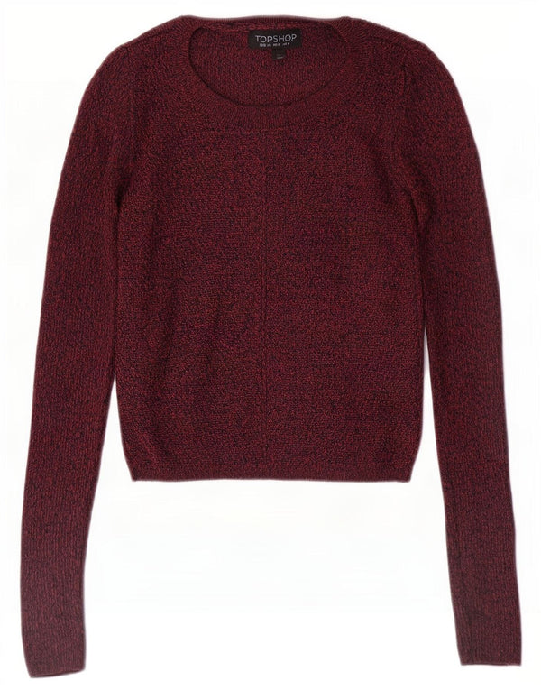 Pulover Topshop pentru damă, crop cu gât de barcă, UK 6 XS Burgundy Flecked