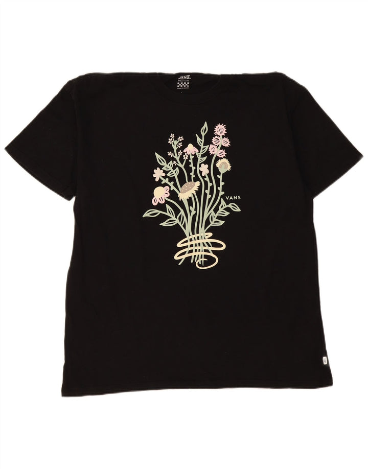 Tricou grafic Vans pentru bărbați Top mediu negru din bumbac floral