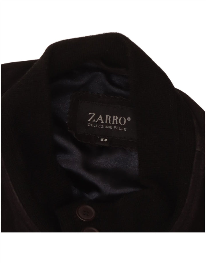 Bomber ZARRO de piele intoarsa pentru barbati IT 54 2XL din piele neagra