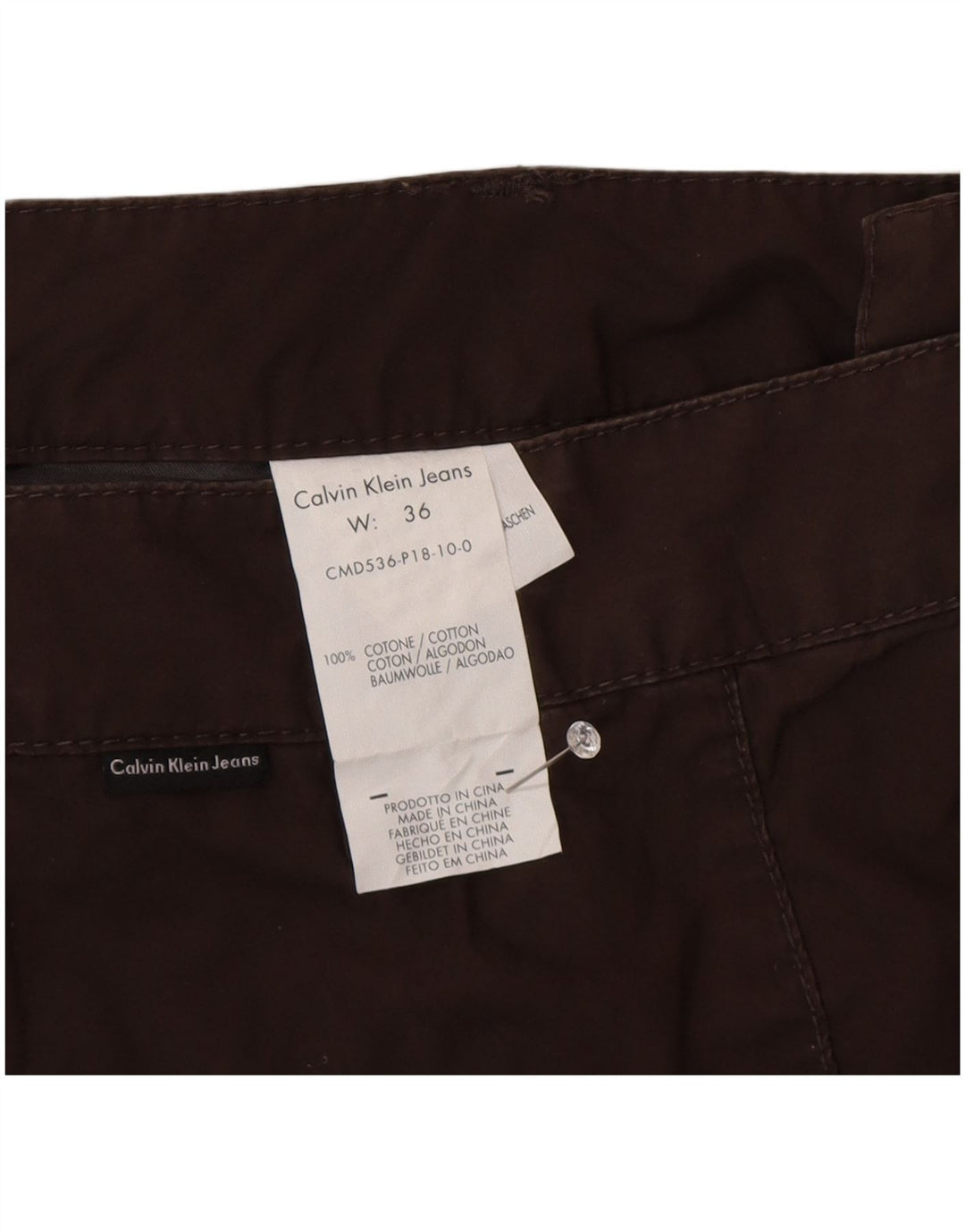 Pantaloni scurți chino pentru bărbați Calvin Klein W36, bumbac maro mare