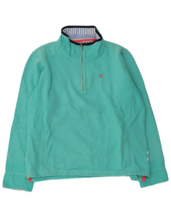 Crew Clothing Hanorac pentru femei cu fermoar și gât Pulover UK 18 XL Bumbac turcoaz