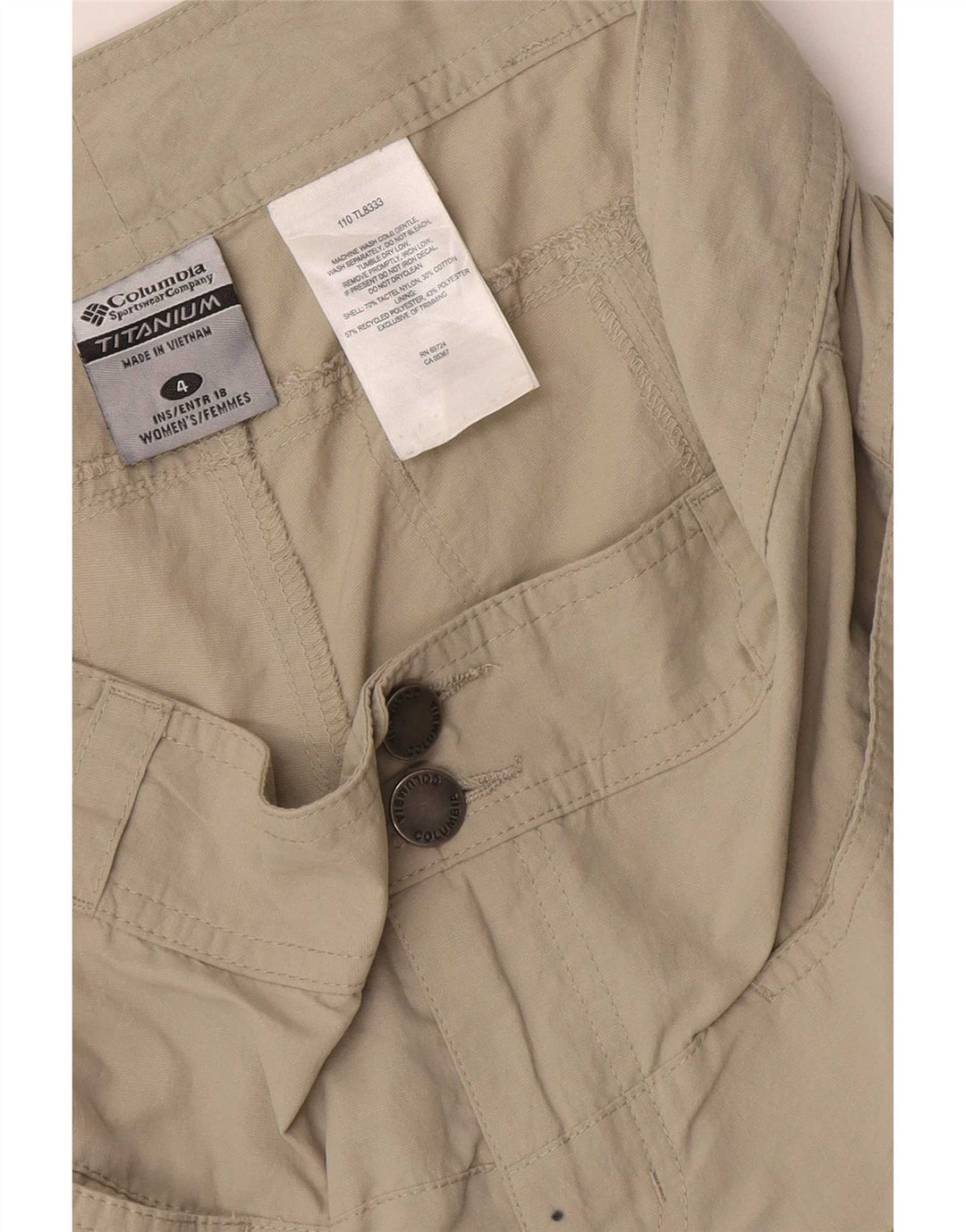 Pantaloni scurți cargo Columbia Titanium pentru femei US 4 Small W32 Nylon bej
