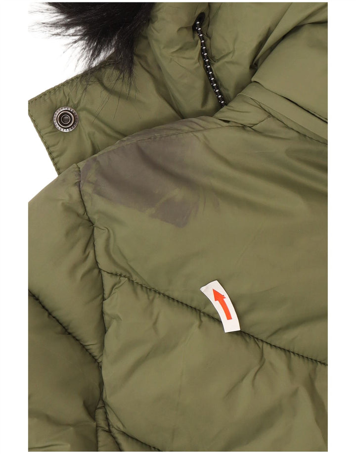 Jachetă căptușită cu glugă Superdry pentru femei UK 8 Small Green Nylon