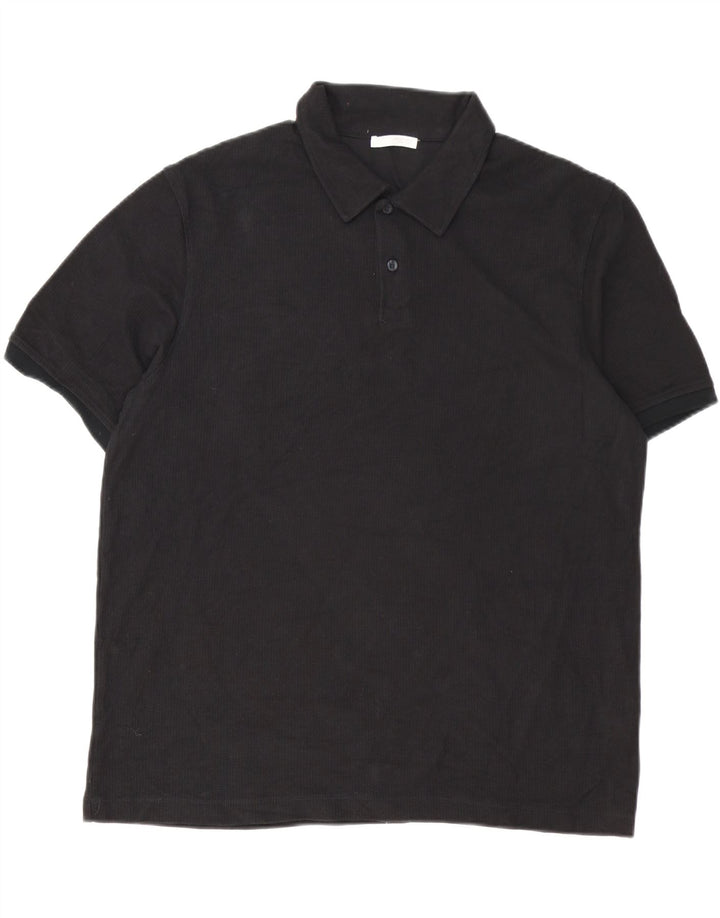 ZARA Mens Polo Shirt XL Black Cotton
