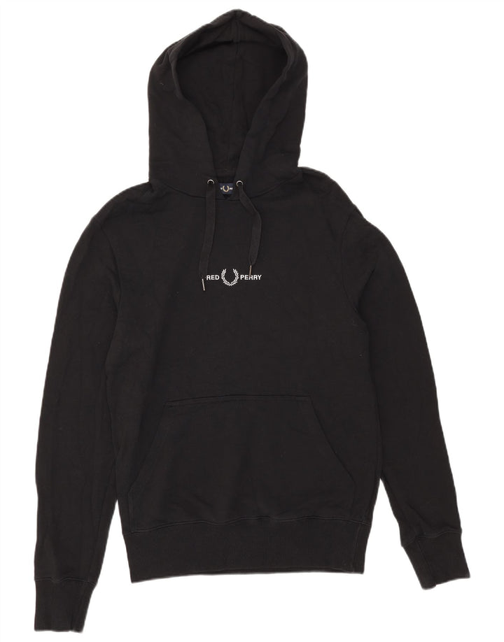 Fred Perry Pulover cu capota cu grafic pentru bărbați, bumbac mic, negru