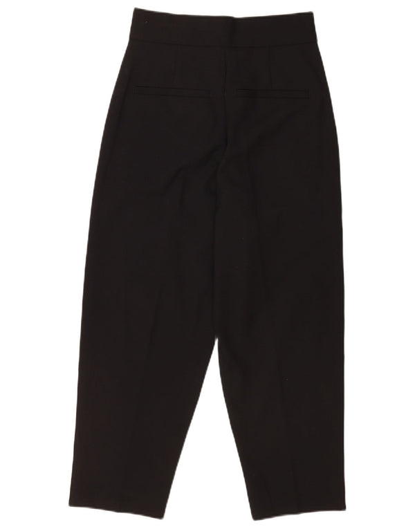 Pantaloni tăiați vintage pentru femei cu talie înaltă XS W25 L24 Lână neagră