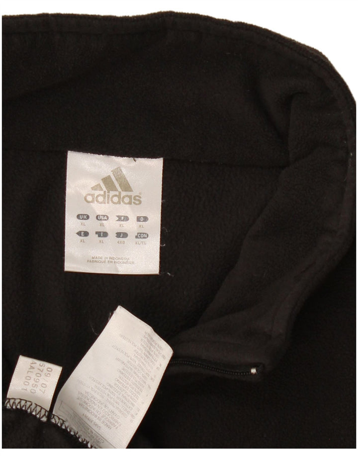 Pulover pentru bărbați Adidas, cu fermoar și gât, XL, poliester negru