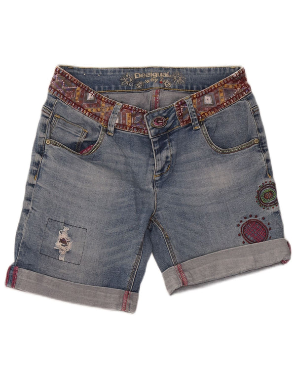 Pantaloni scurți Desigual din denim distressed W32 Large Blue Geometric