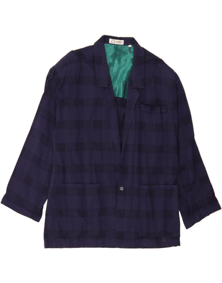 MESSORI Mens 1 Button Blazer Jacket UK 40 Large Navy Blue Check Vintage Messori and Second-Hand Messori from Messina Hembry 