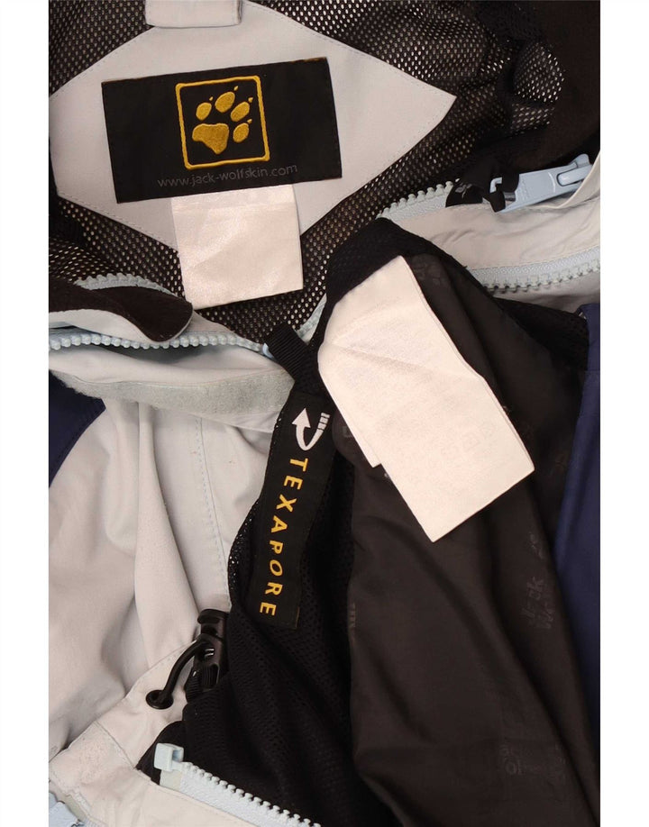 Jack Wolfskin Jachetă de ploaie cu glugă pentru femei UK 14 Medium Blue Colorblock