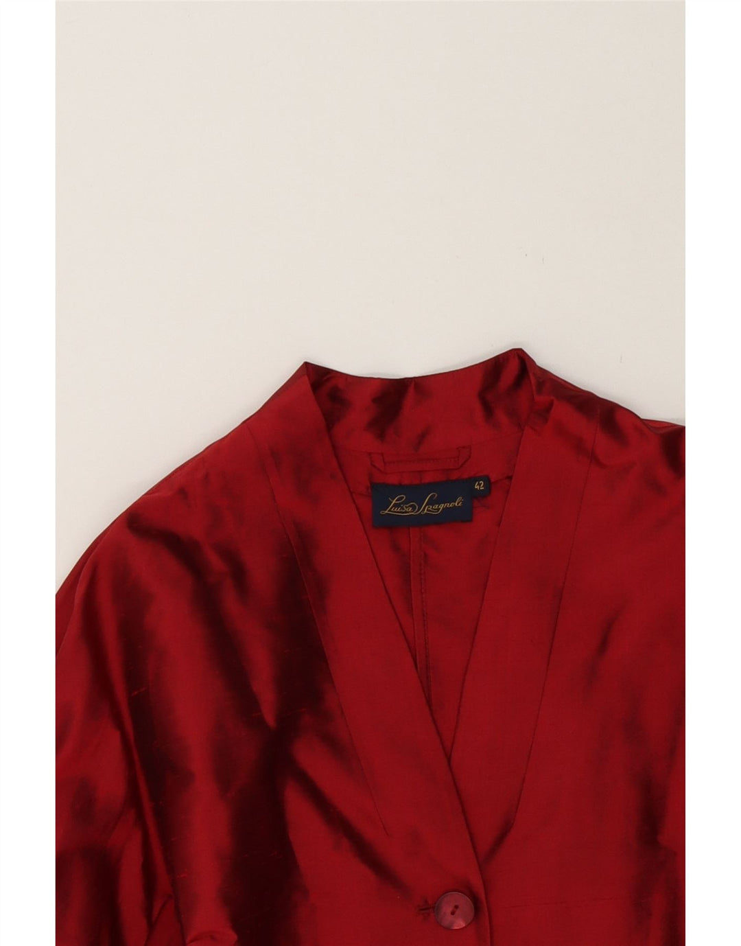 LUISA SPAGNOLI Womens 3 Button Blazer Jacket IT 42 Medium Red Silk Vintage Luisa Spagnoli and Second-Hand Luisa Spagnoli from Messina Hembry 