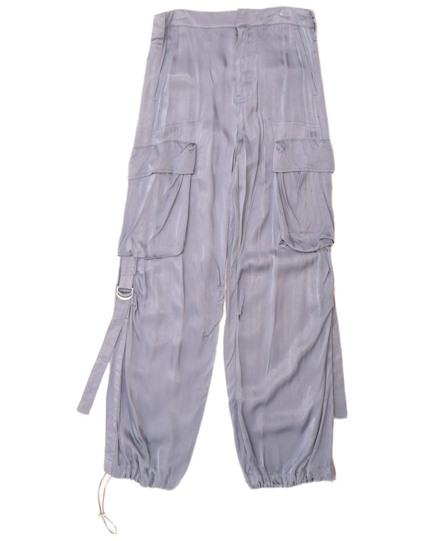 Pantaloni cargo drepti pentru femei ZARA XS W24 L30 Blue Viscose