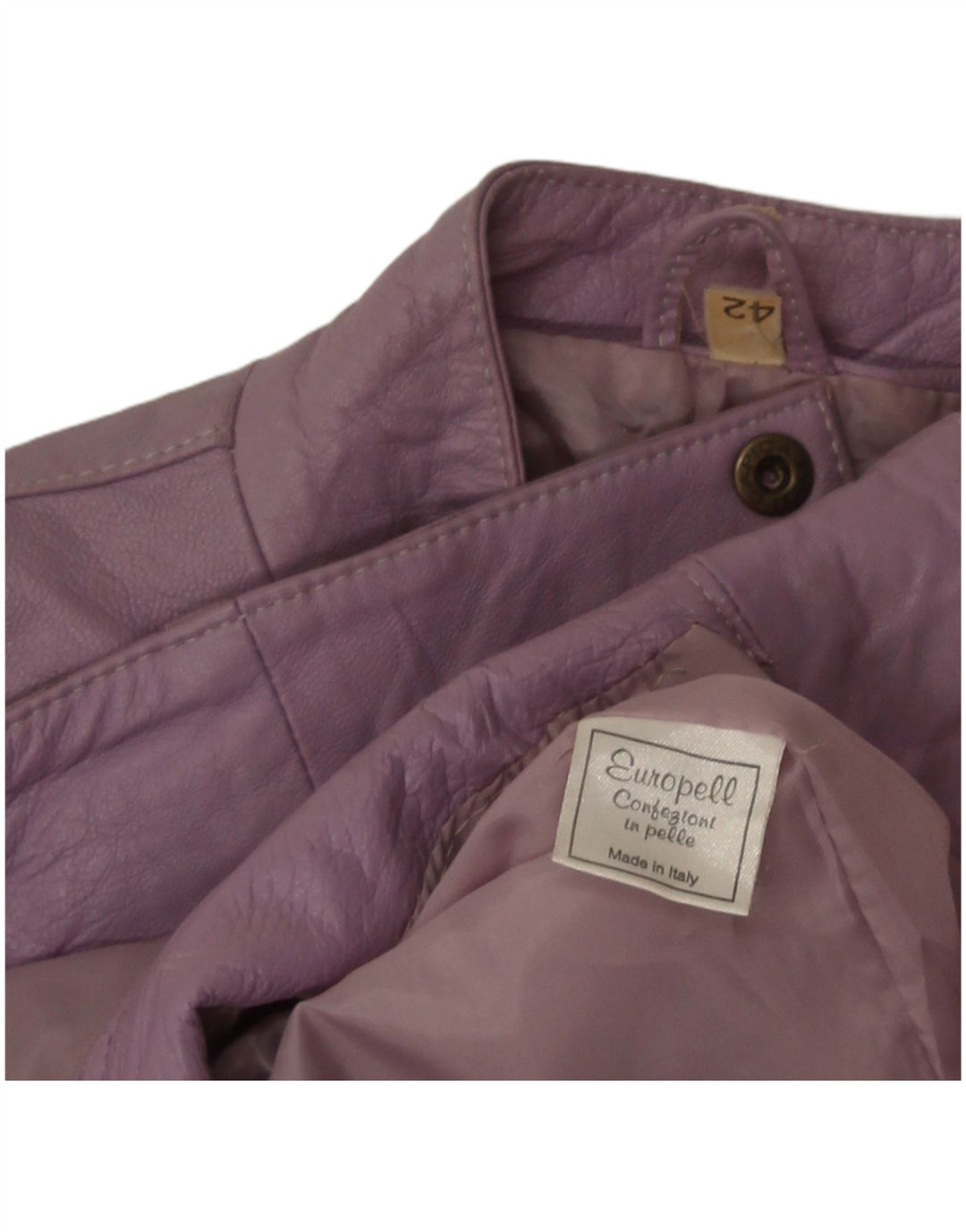 Geaca Bomber din piele vintage pentru femei IT 42 din piele mov mediu