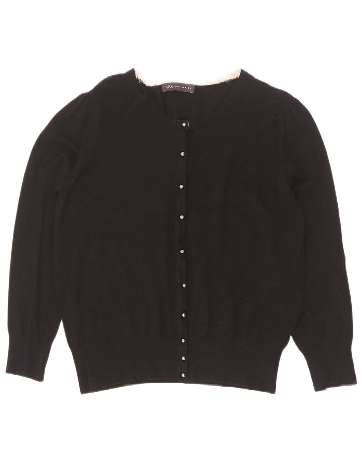 Pulover cardigan pentru femei Marks & Spencer UK 16 mare, negru, viscoză