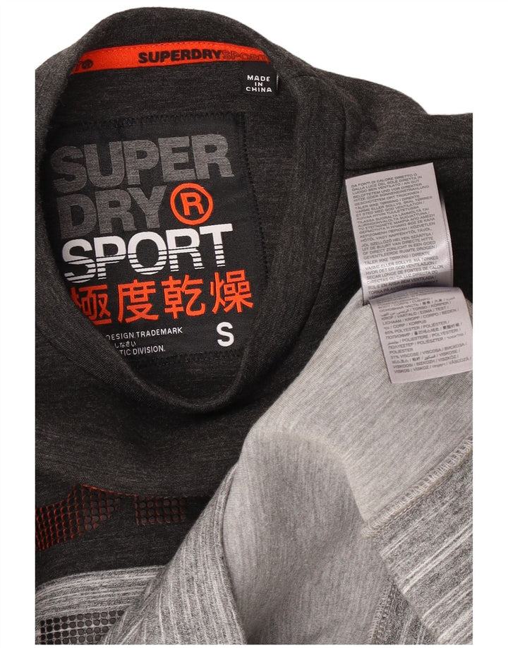Pulover grafic Superdry pentru bărbați, poliester cu dungi mici, gri