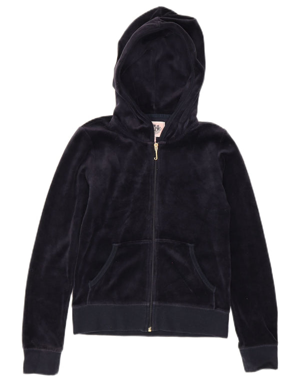 Pulover pentru fete Juicy Couture, cu fermoar, cu capota, 8-9 ani, mare, bleumarin
