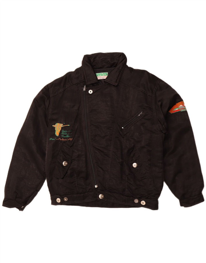 DERNIC Jachetă de bombardier cu grafică Alaska Naval Base pentru bărbați UK 40 Large Black Ani 80