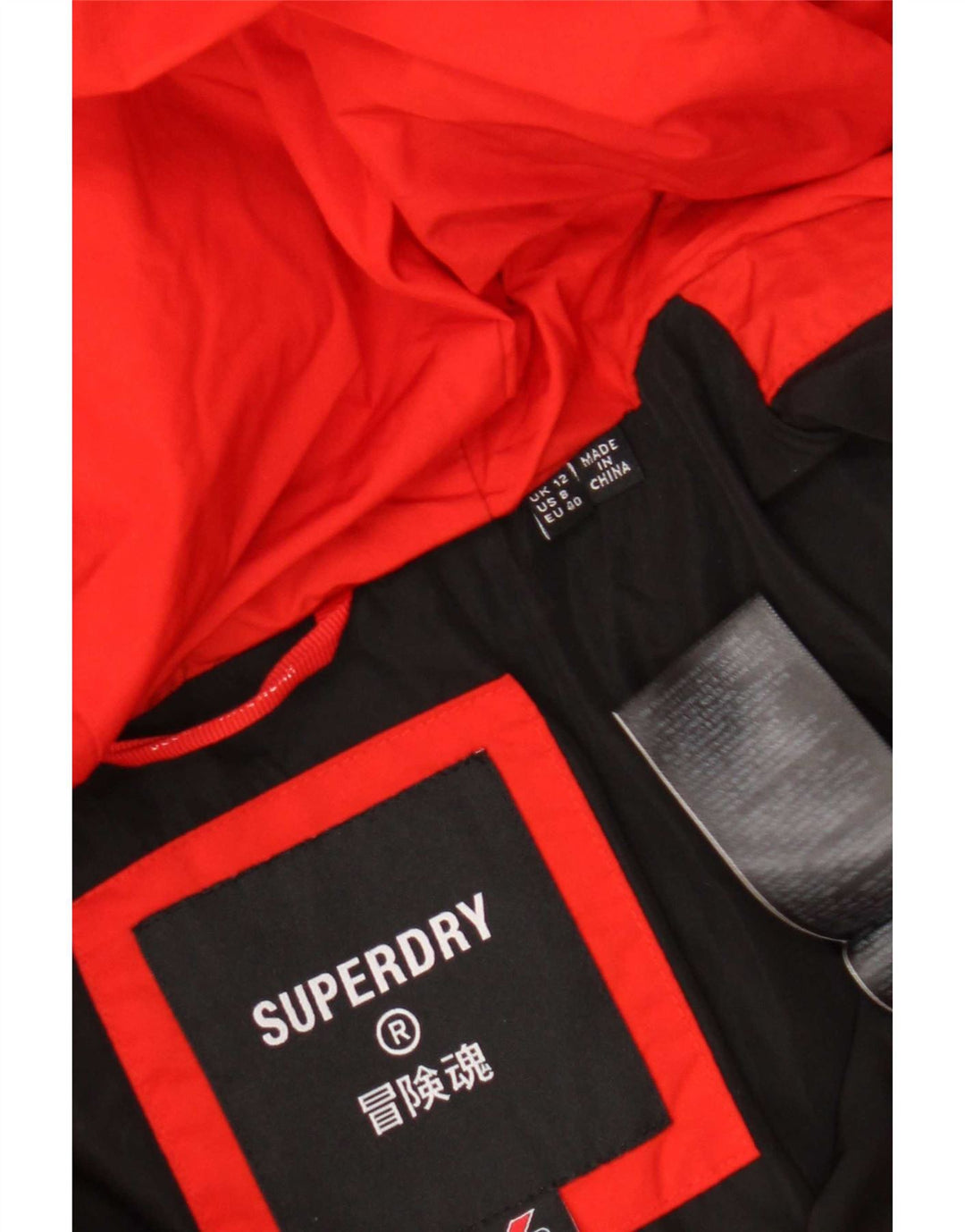 Jachetă căptușită cu glugă Superdry pentru femei UK 12 Poliester roșu mediu
