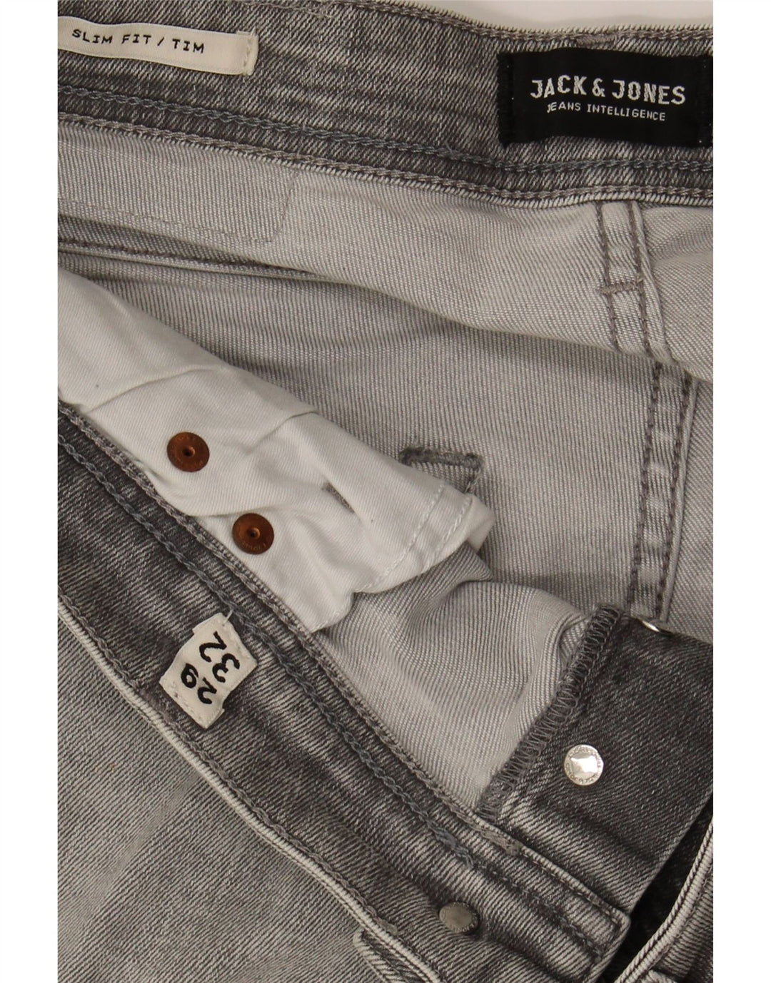 JACK & JONES Mens Tim Slim Jeans W29 L27 Grey Cotton Vintage Jack & Jones and Second-Hand Jack & Jones from Messina Hembry 