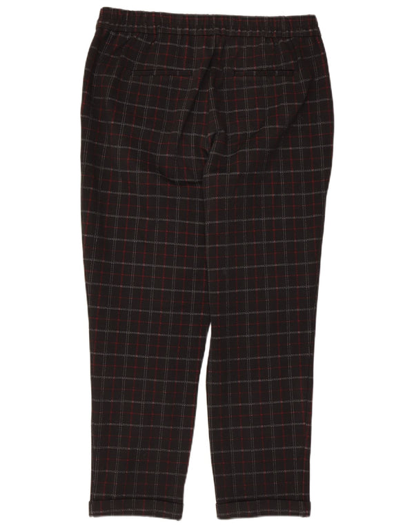 Pantaloni tăiați pentru femei BENETTON Medium W32 L24 Black Check Viscose