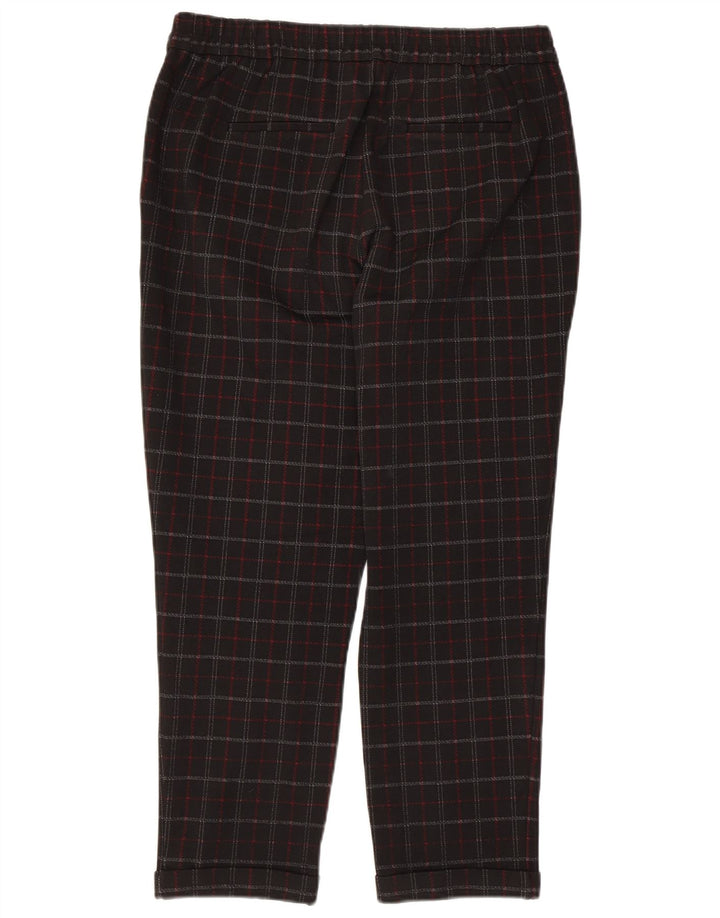 Pantaloni tăiați pentru femei BENETTON Medium W32 L24 Black Check Viscose