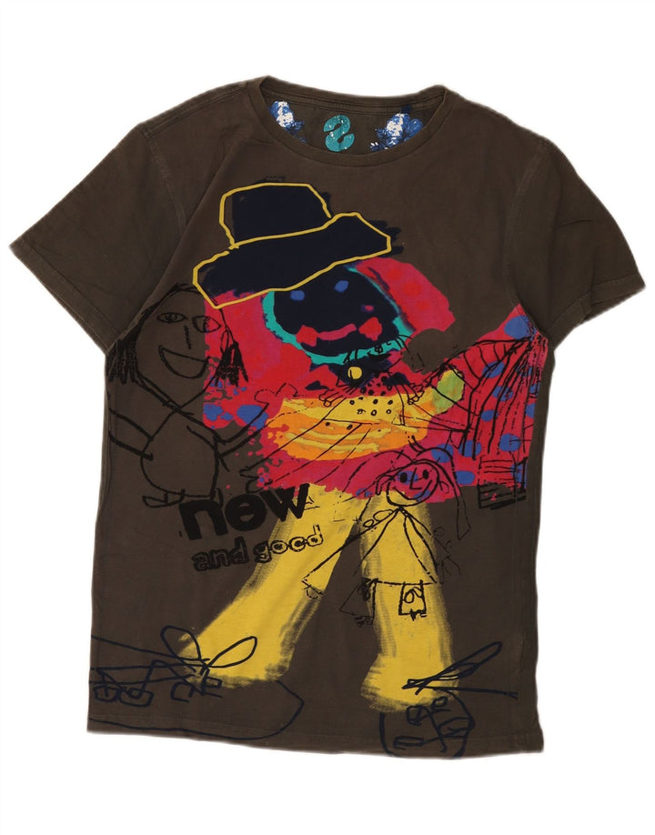 Tricou grafic Desigual pentru bărbați Top din bumbac maro mediu