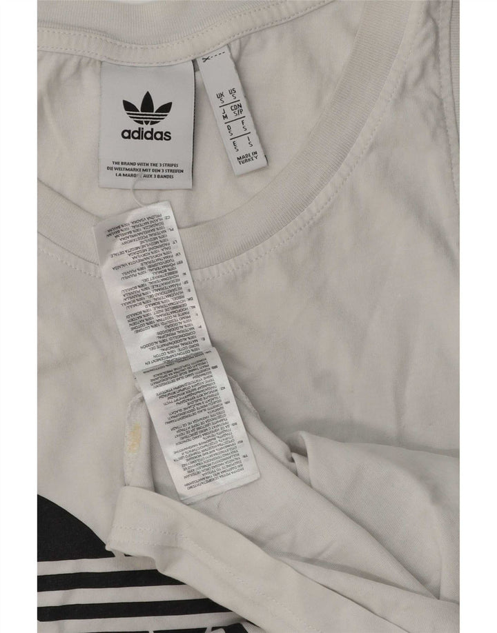 Vesta grafică pentru femei Adidas UK 10 Bumbac alb mic