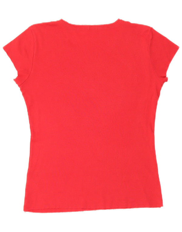 Tricou grafic Benetton pentru femei Top UK 14 Medium Red Bumbac