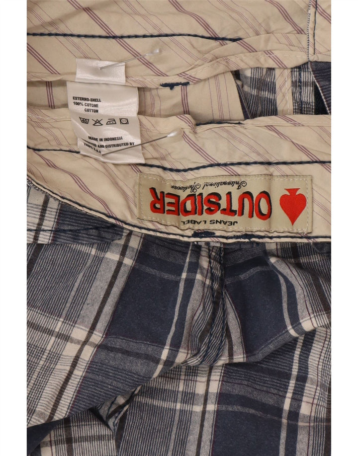 Pantaloni scurți chino pentru bărbați Outsider W30, bumbac cu carouri albastru mediu