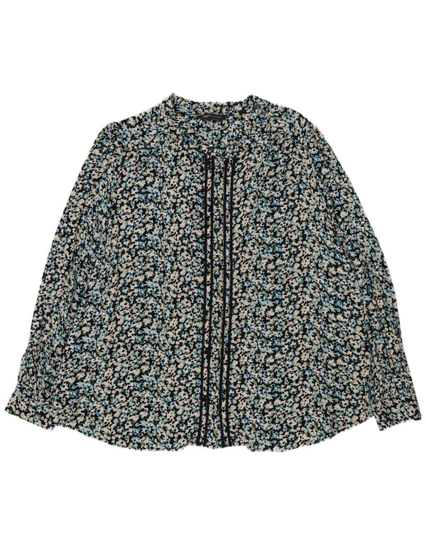 Bluză cămașă cu mânecă lungă pentru femei Marks & Spencer UK 20 2XL Blue Floral