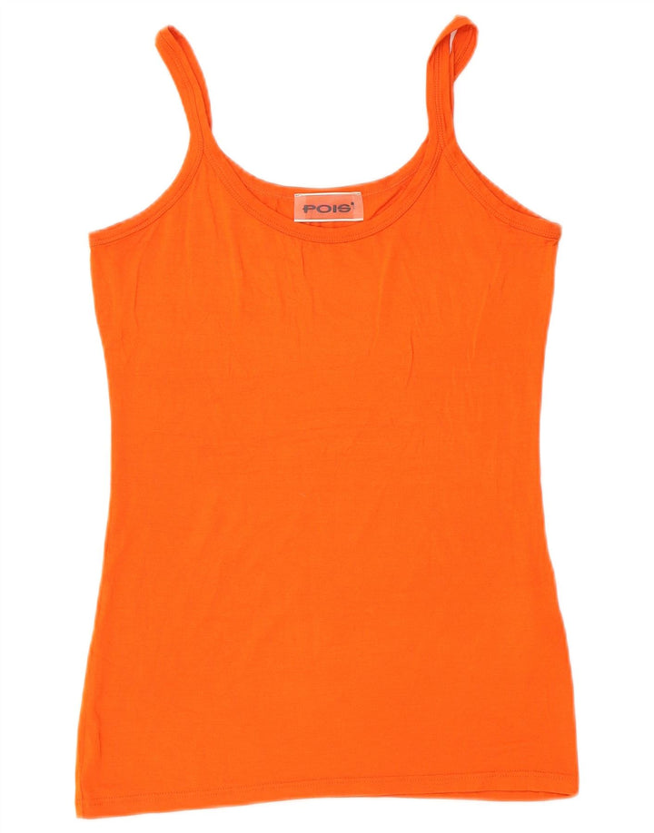 Cami Top Vintage pentru femei UK 14 Large Orange Viscose